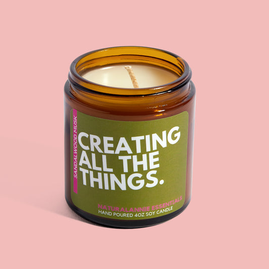 Creating All The Things Sandalwood Musk Soy Candle