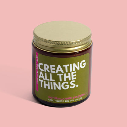 Creating All The Things Sandalwood Musk Soy Candle